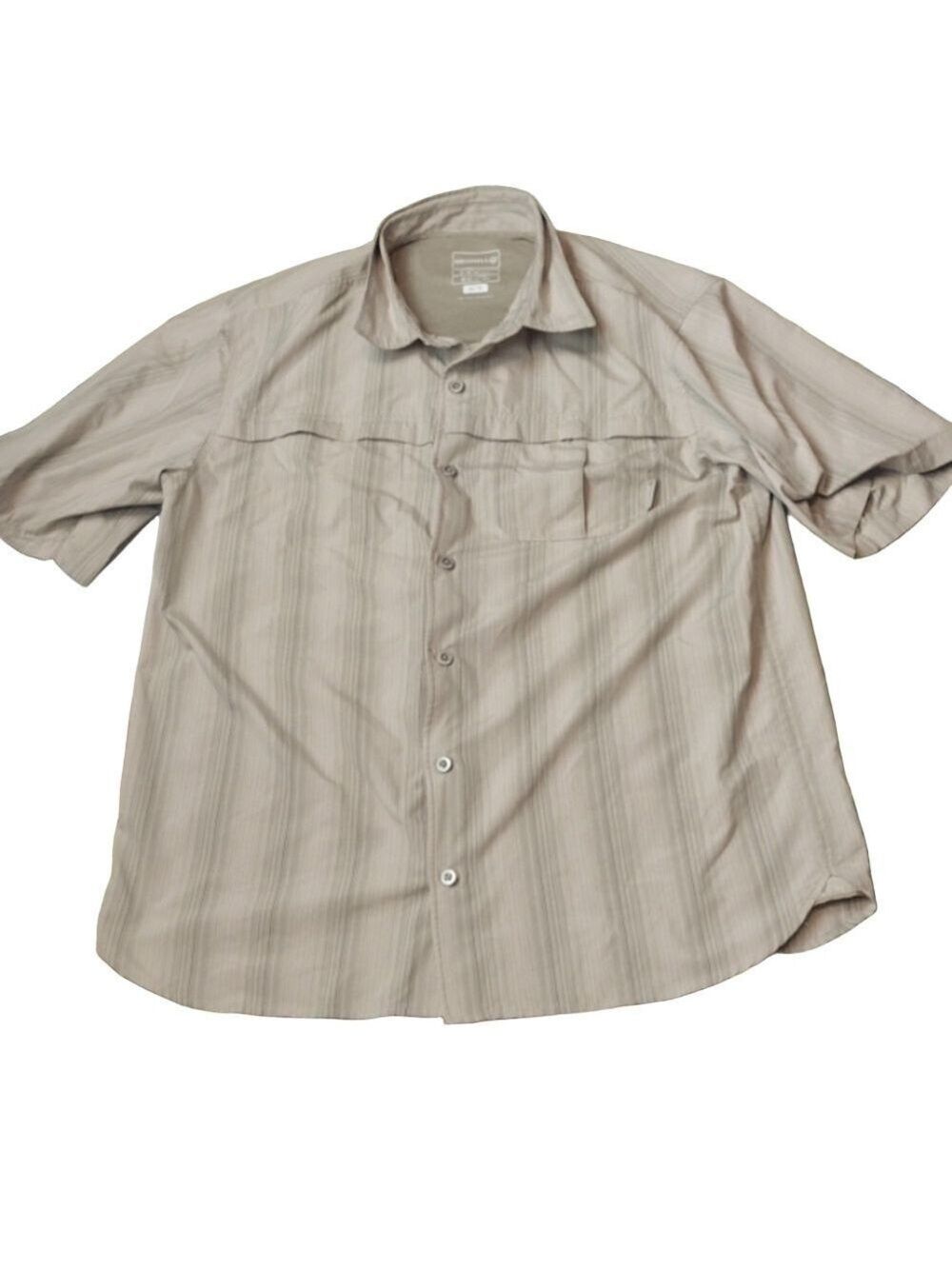 MERRELL outdoor fishing shirt tan striped size XL